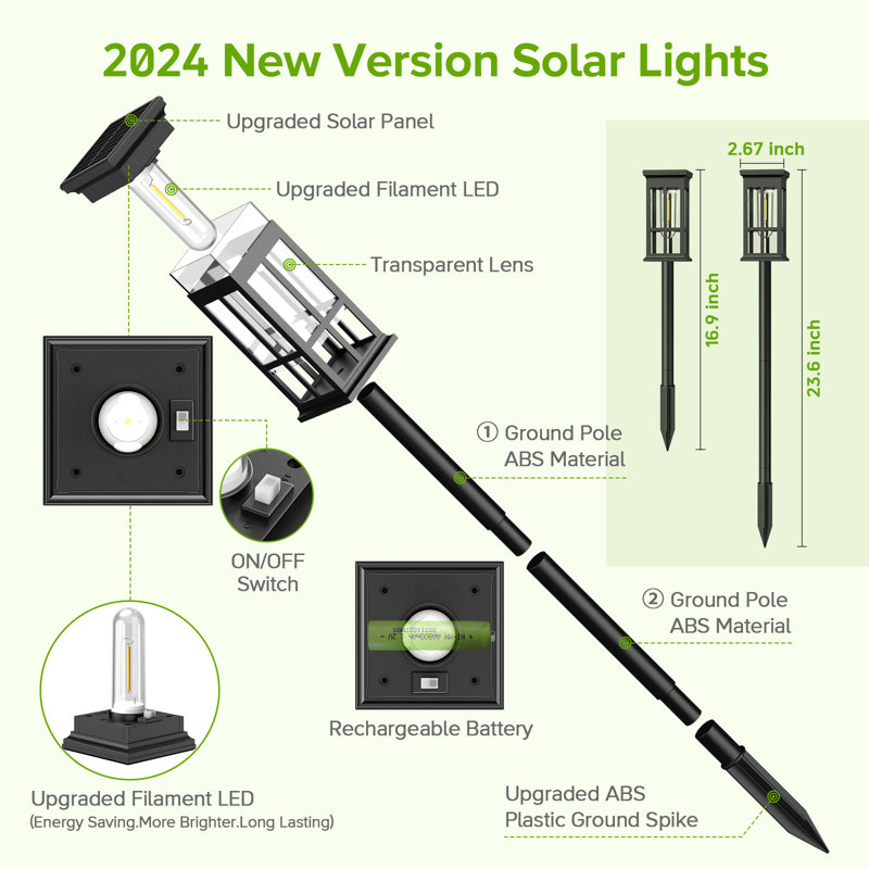 Solar Pathway Lights Outdoor 4 Pack Upgraded Solar Garden Lights Outdoor Waterproof Bright Solar Outdoor Landscape Path Lights Auto On off Outdoor